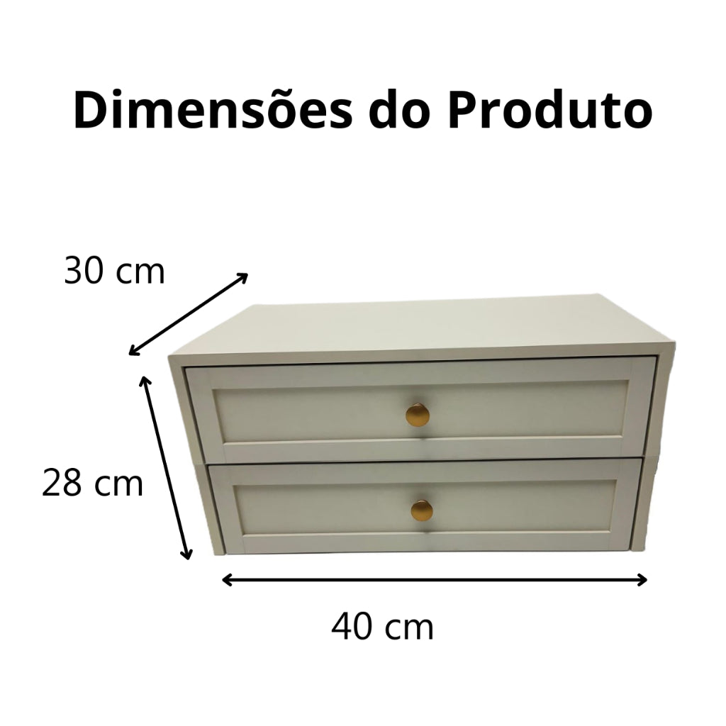 Mesa de Cabeceira MDF OFF White com 2 Gavetas Criado-Mudo Provençal Vintage Decoração Charmosa