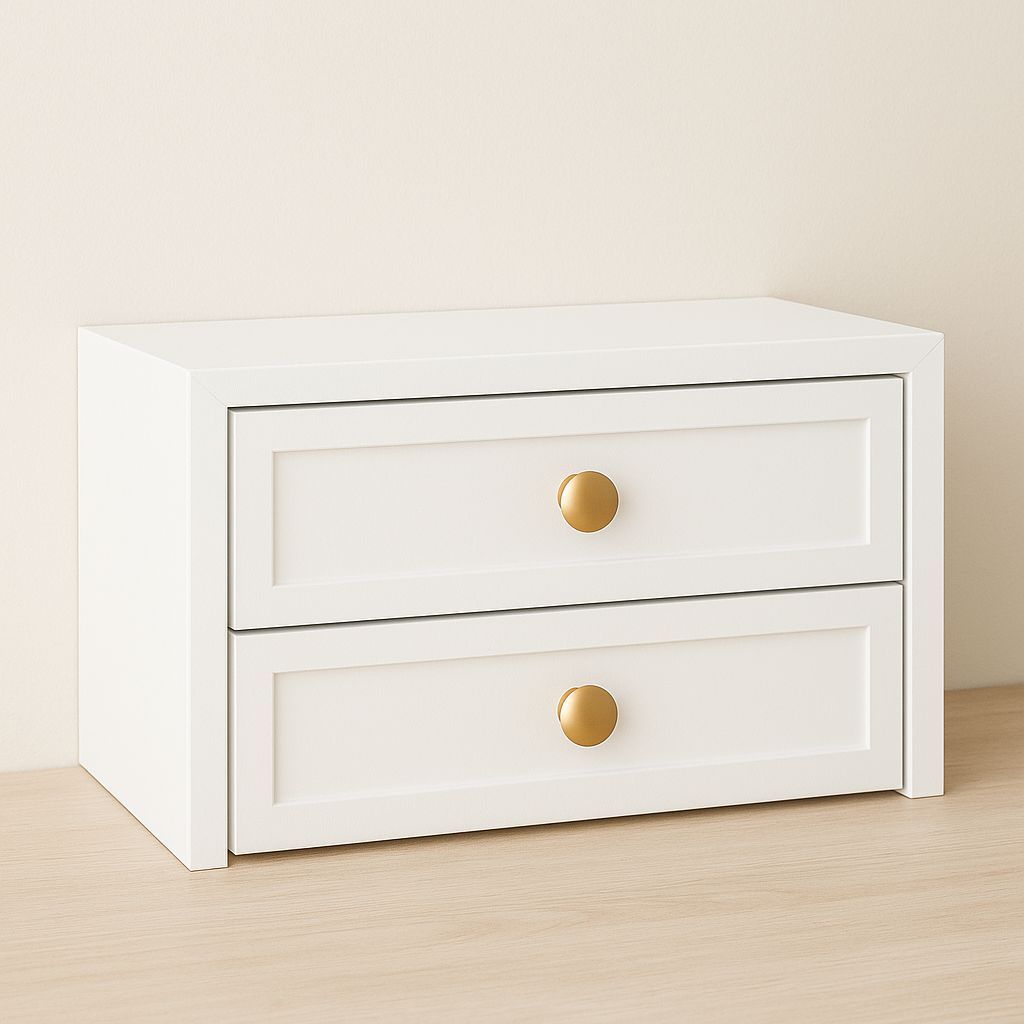 Mesa de Cabeceira MDF OFF White com 2 Gavetas Criado-Mudo Provençal Vintage Decoração Charmosa